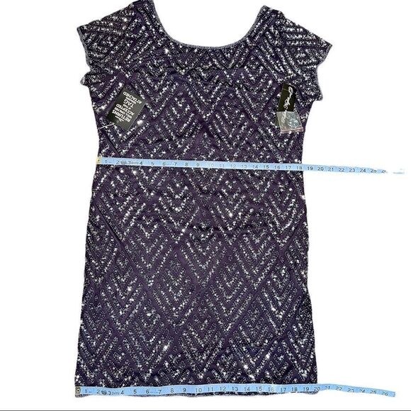 Pisarro Nights Chevron Sequin Sheath Dress In Plum - Picture 8 of 11